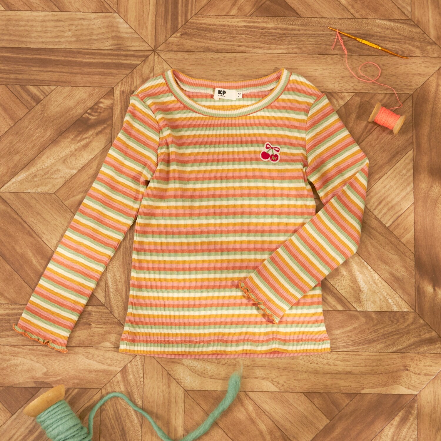 マルチボーダー テレコ 長袖Tシャツ