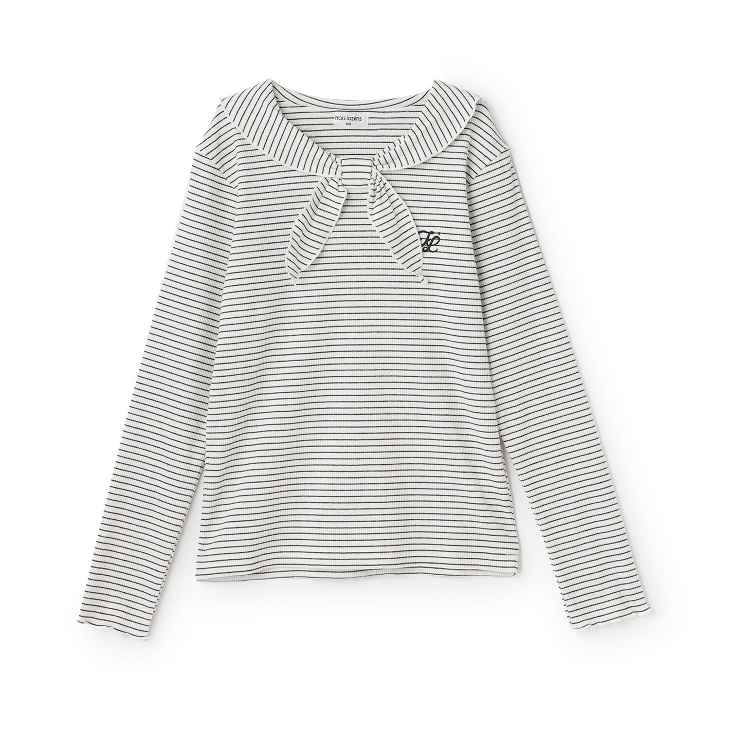 【Trois Lapins】 セーラー衿 テレコボーダー長袖Tシャツ