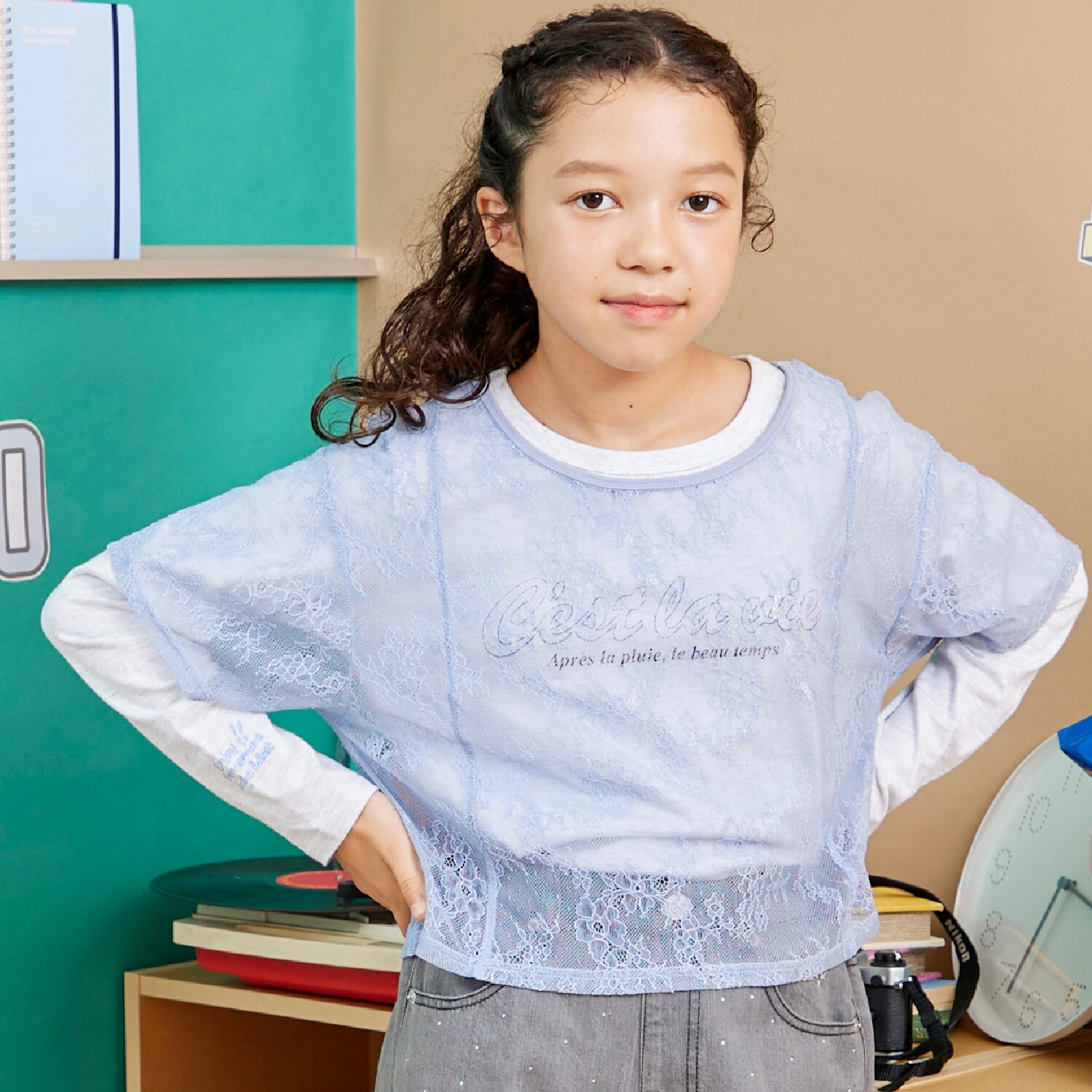 【Trois Lapins】 レースTシャツ レイヤードセット