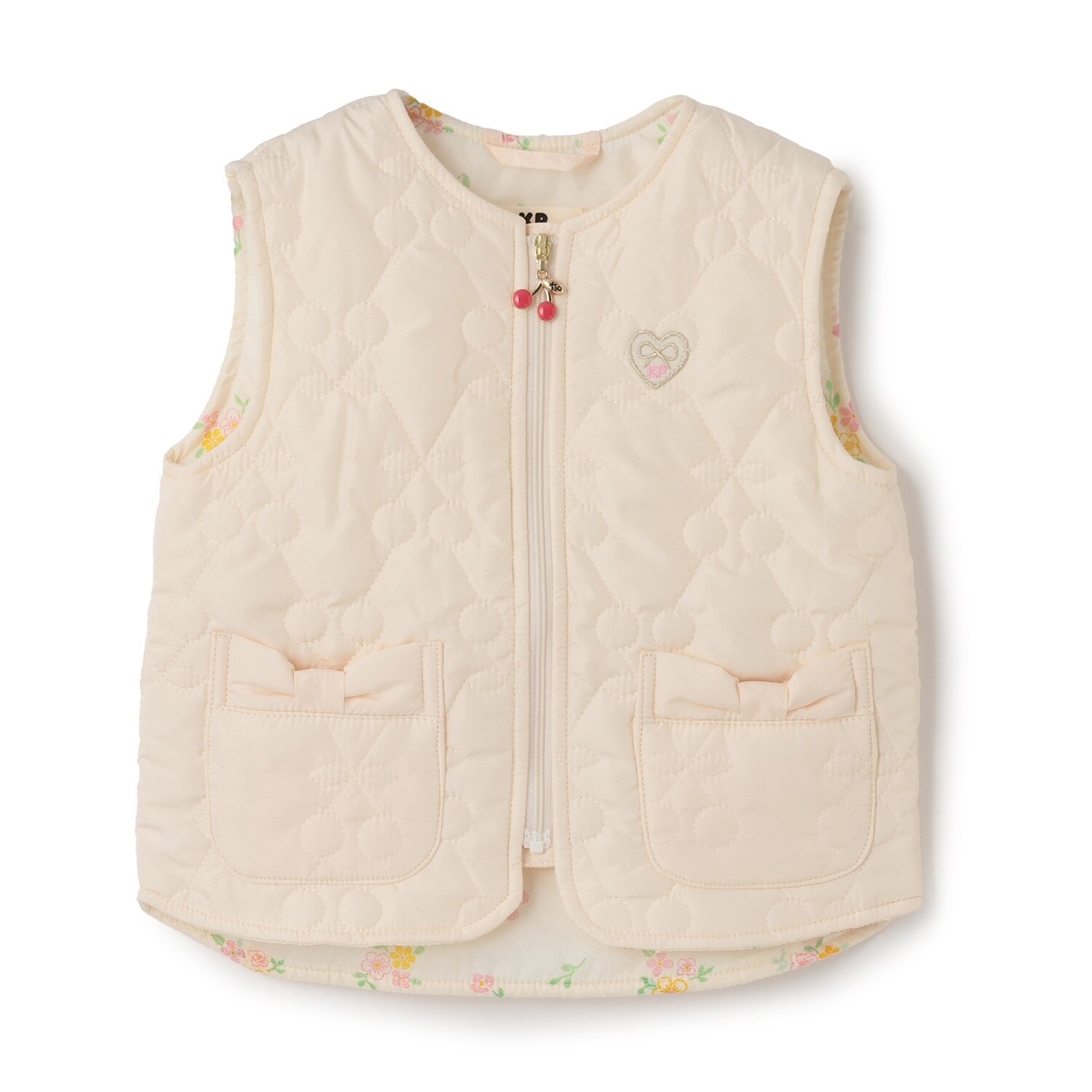 チェリーキルトタフタ ジップアップベスト