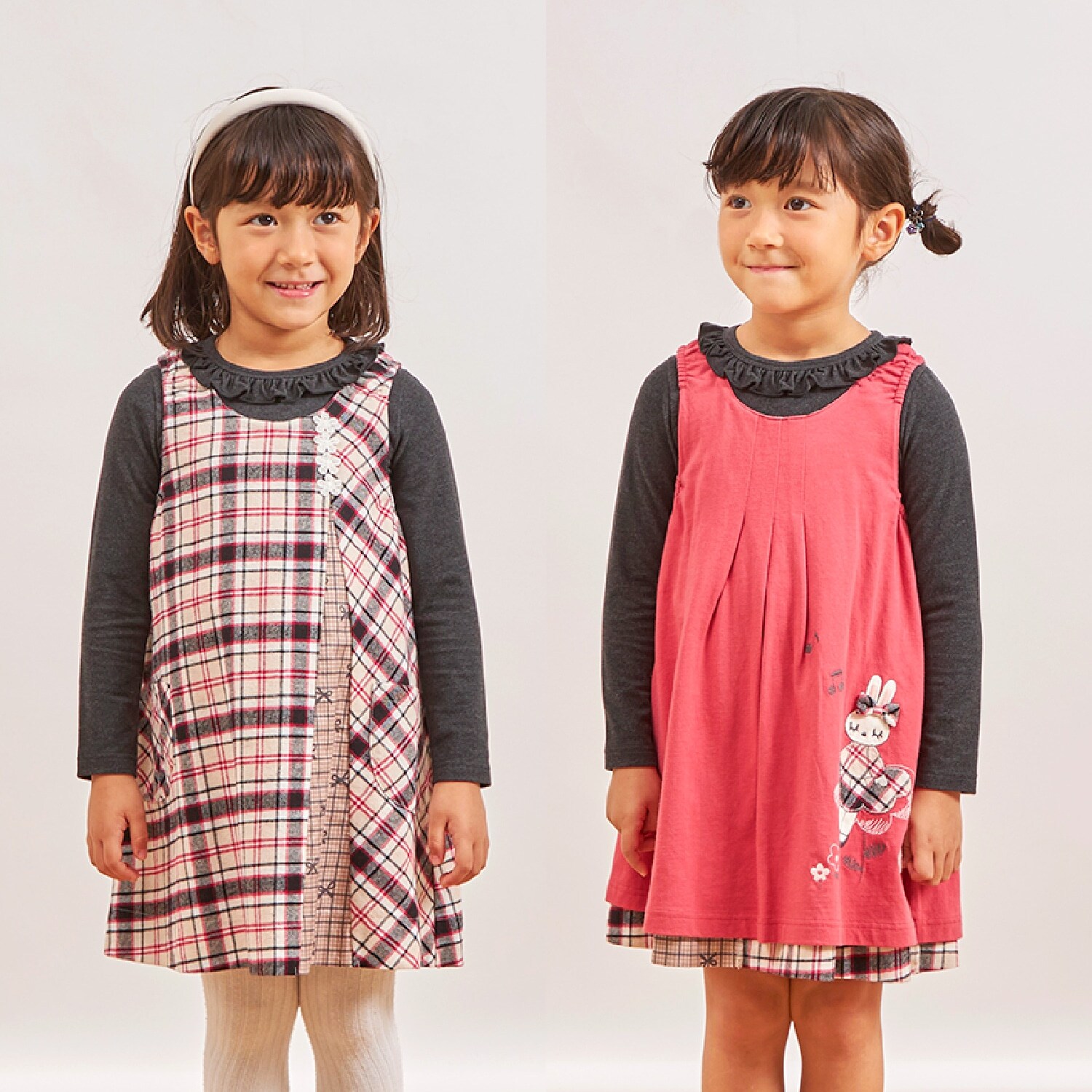 チェック×mimiちゃん刺しゅう リバーシブルジャンスカ