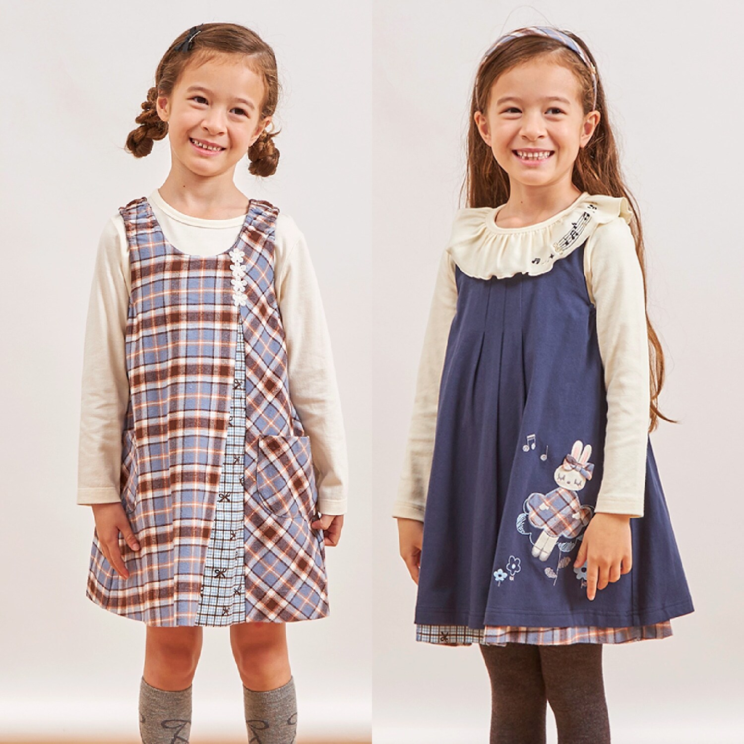 チェック×mimiちゃん刺しゅう リバーシブルジャンスカ