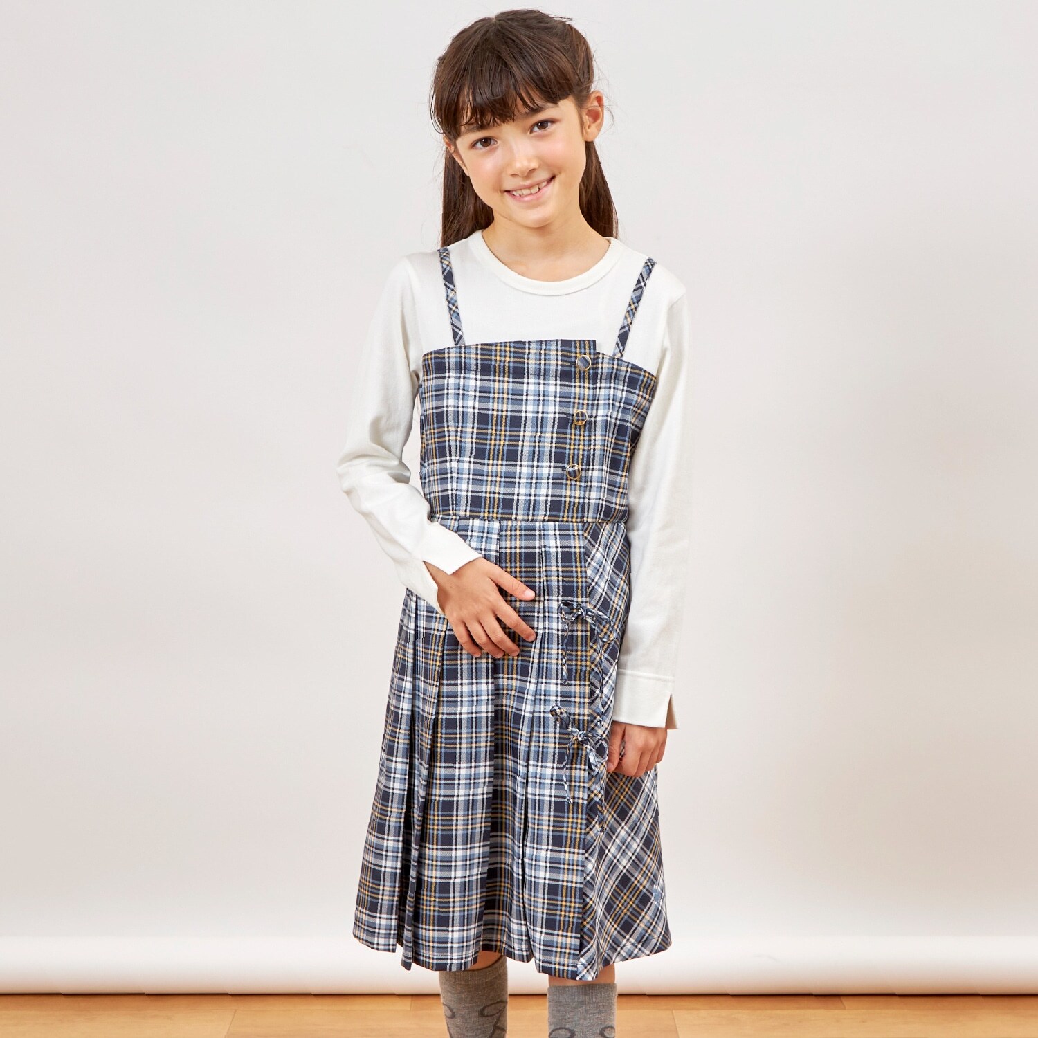 レイヤード風チェックワンピース