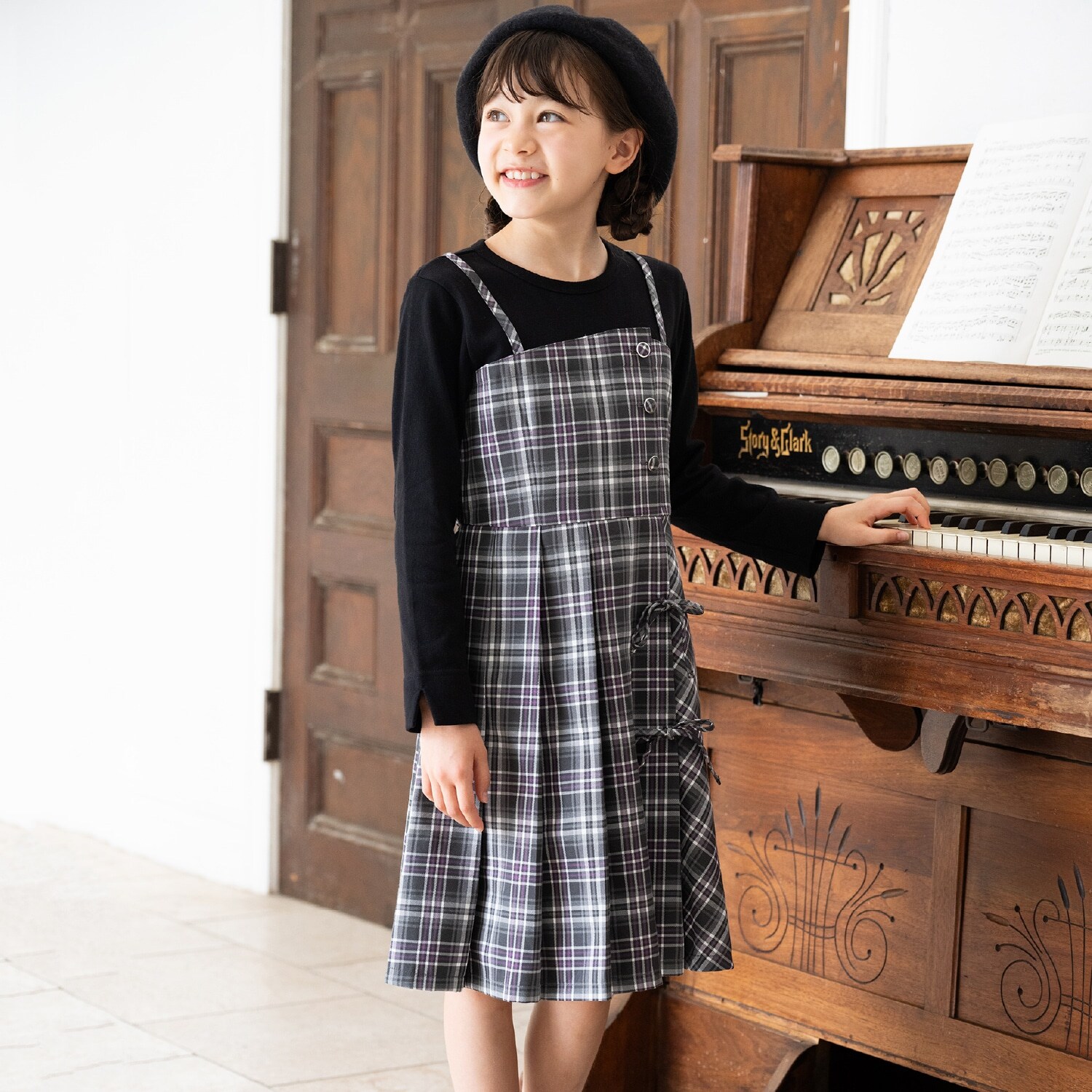 レイヤード風チェックワンピース