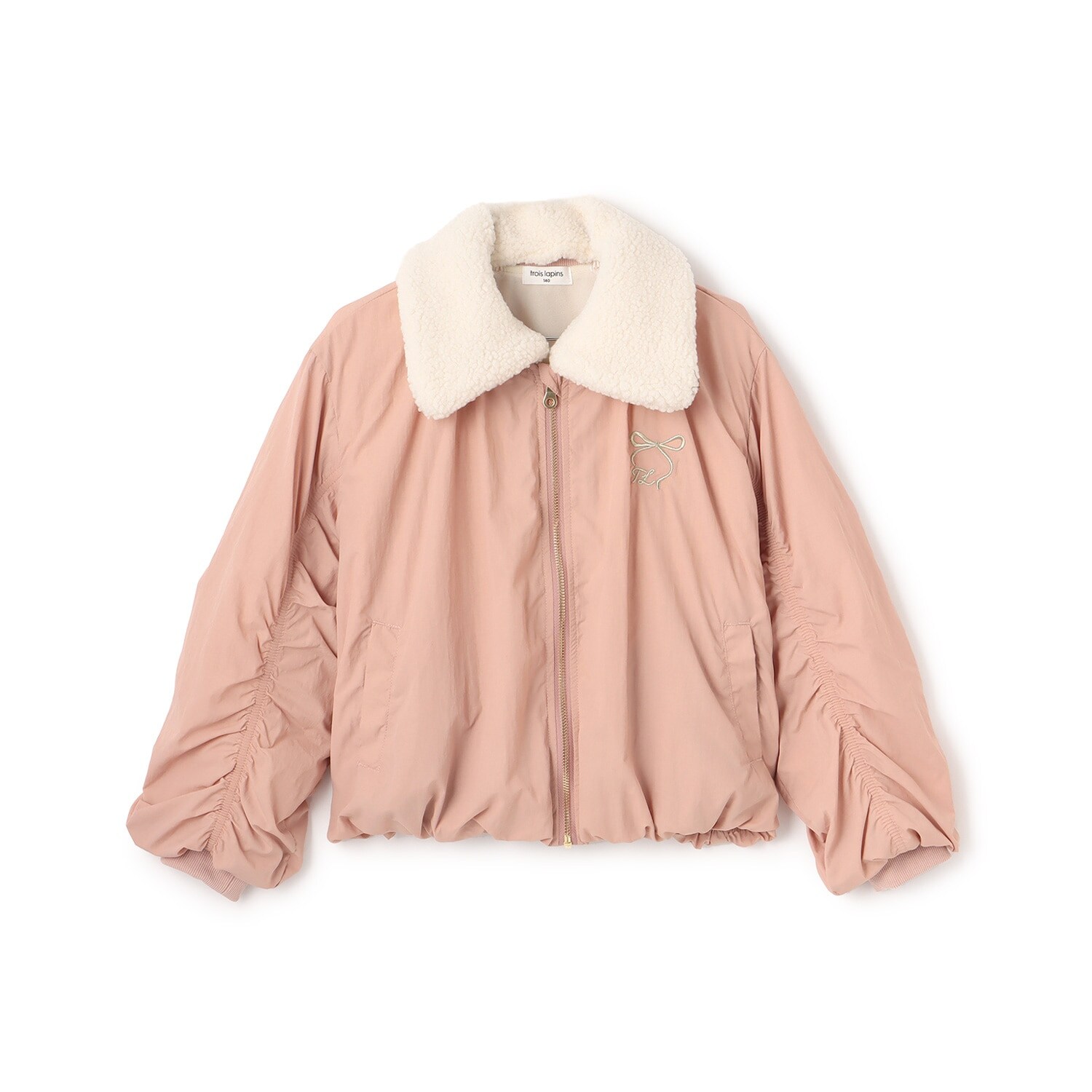 【Trois Lapins】 袖ギャザーデザイン MA-１風ブルゾン