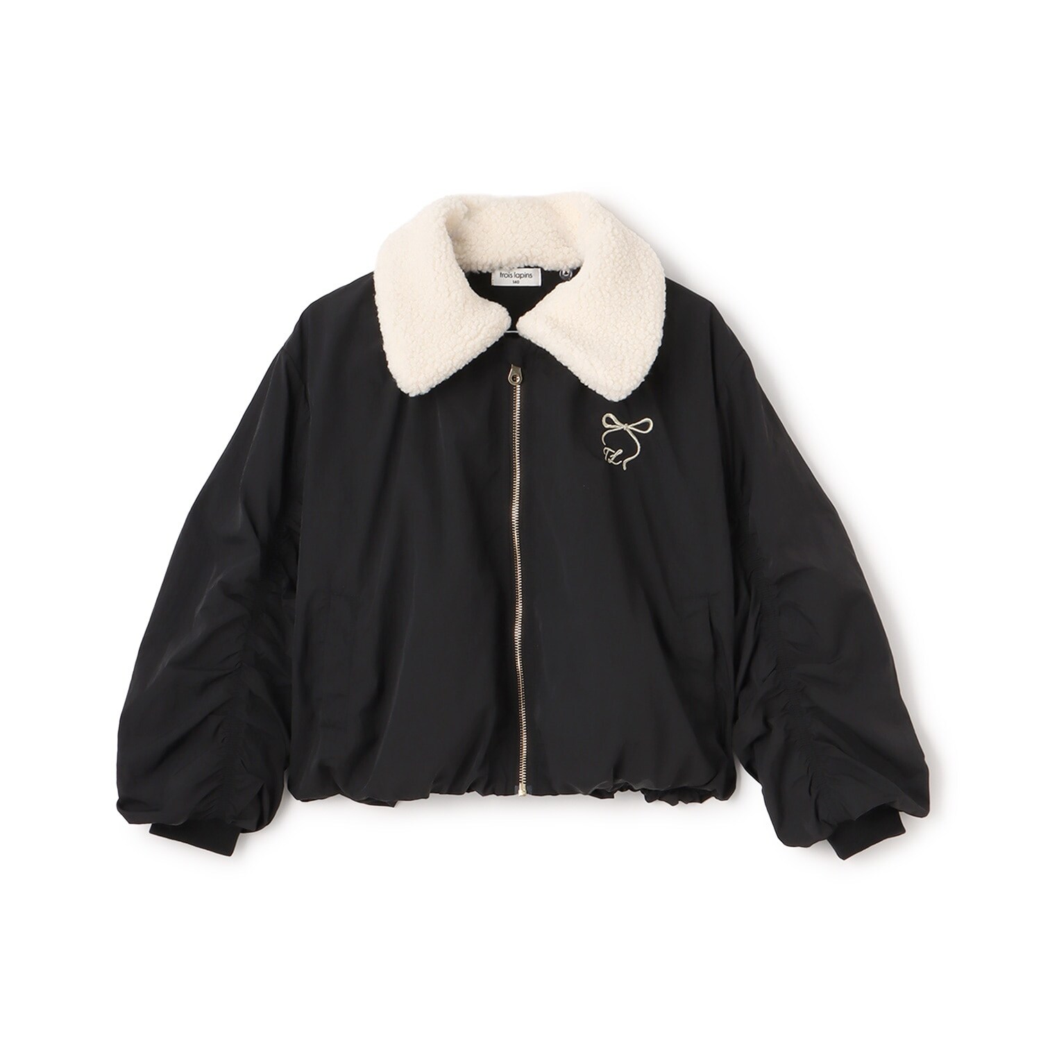 【Trois Lapins】 袖ギャザーデザイン MA-１風ブルゾン