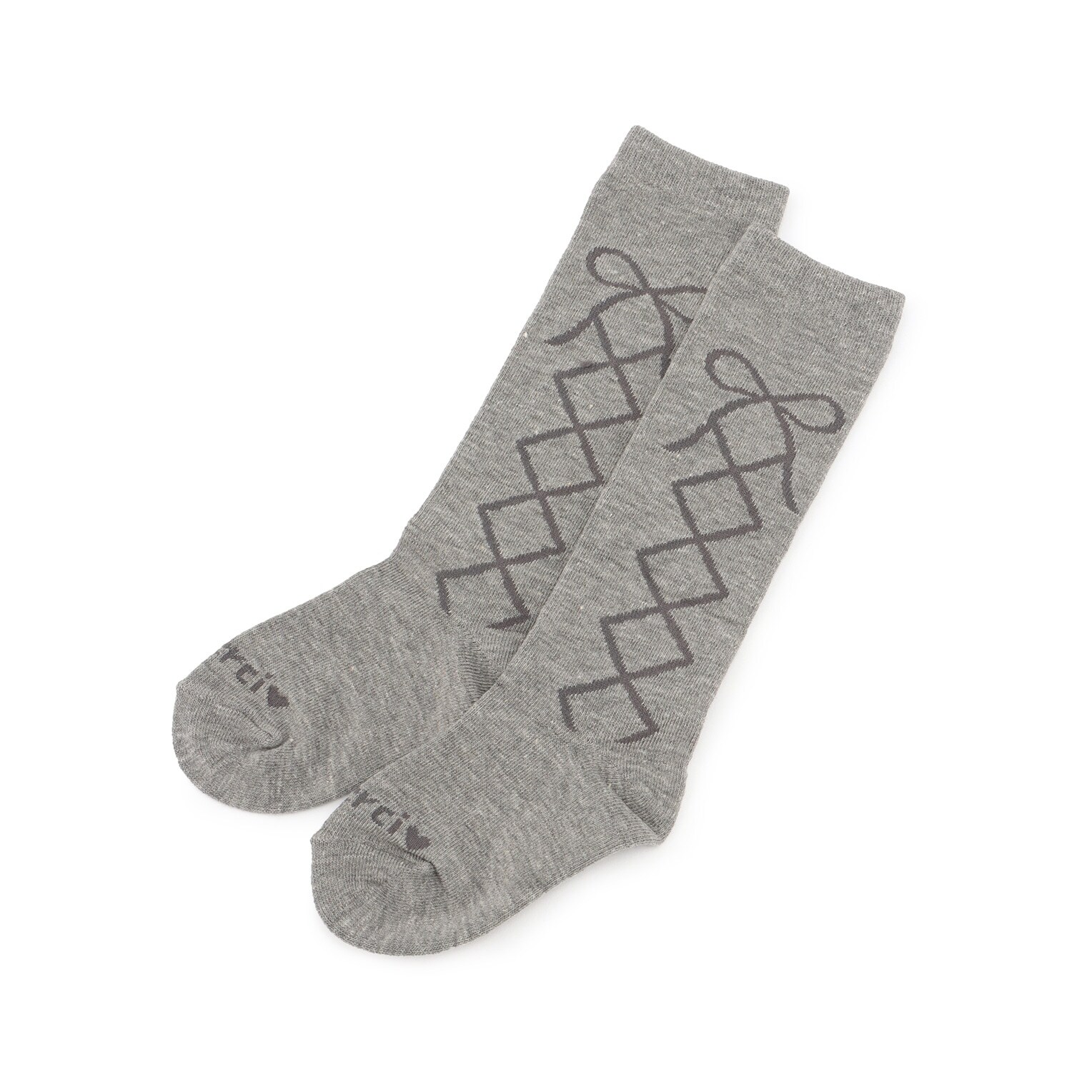 レースアップ柄 ハイソックス