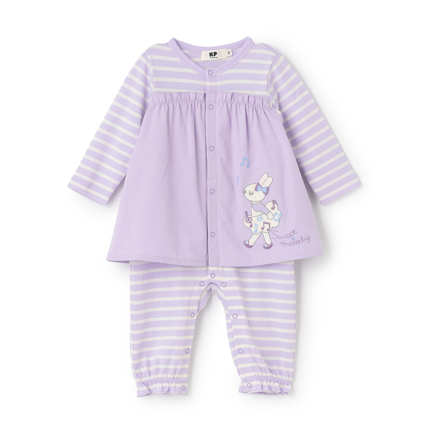 mimiちゃんボーダ- セットアップ風 カバーオール