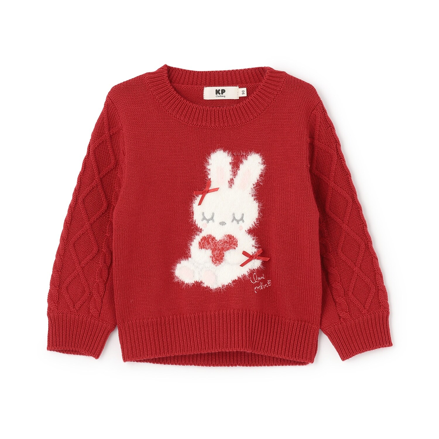 mimiちゃん 袖ケーブル セーター 【ウォッシャブル】