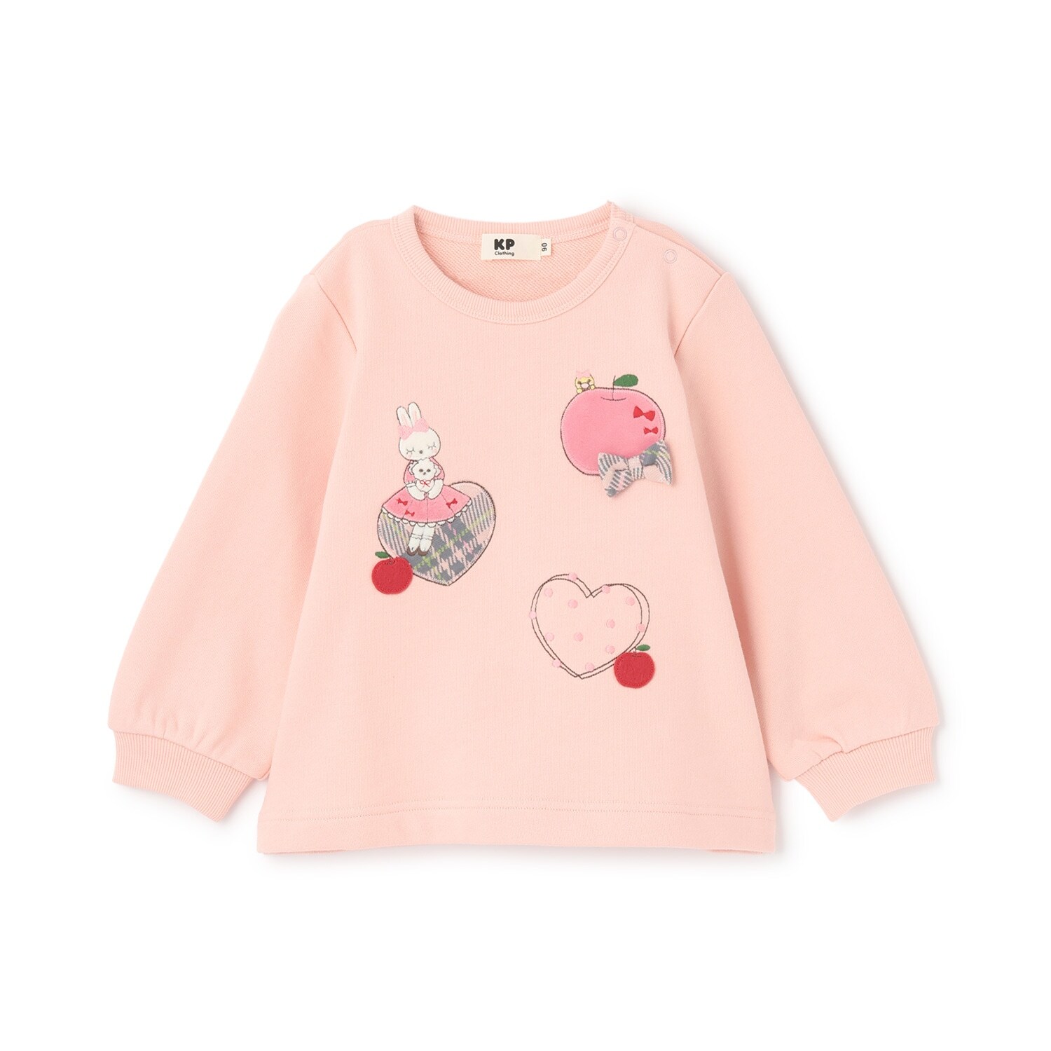 mimiちゃん&ハートアップリケ 裏毛トレーナー