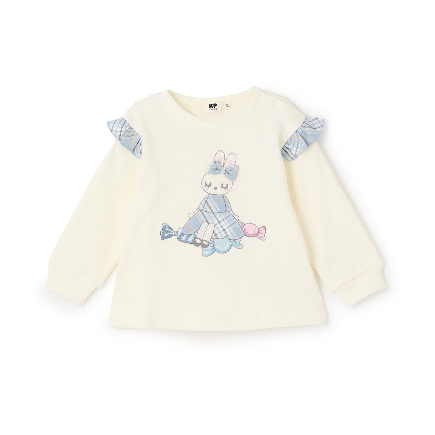 mimiちゃんアップリケ 肩フリル裏毛トレーナー