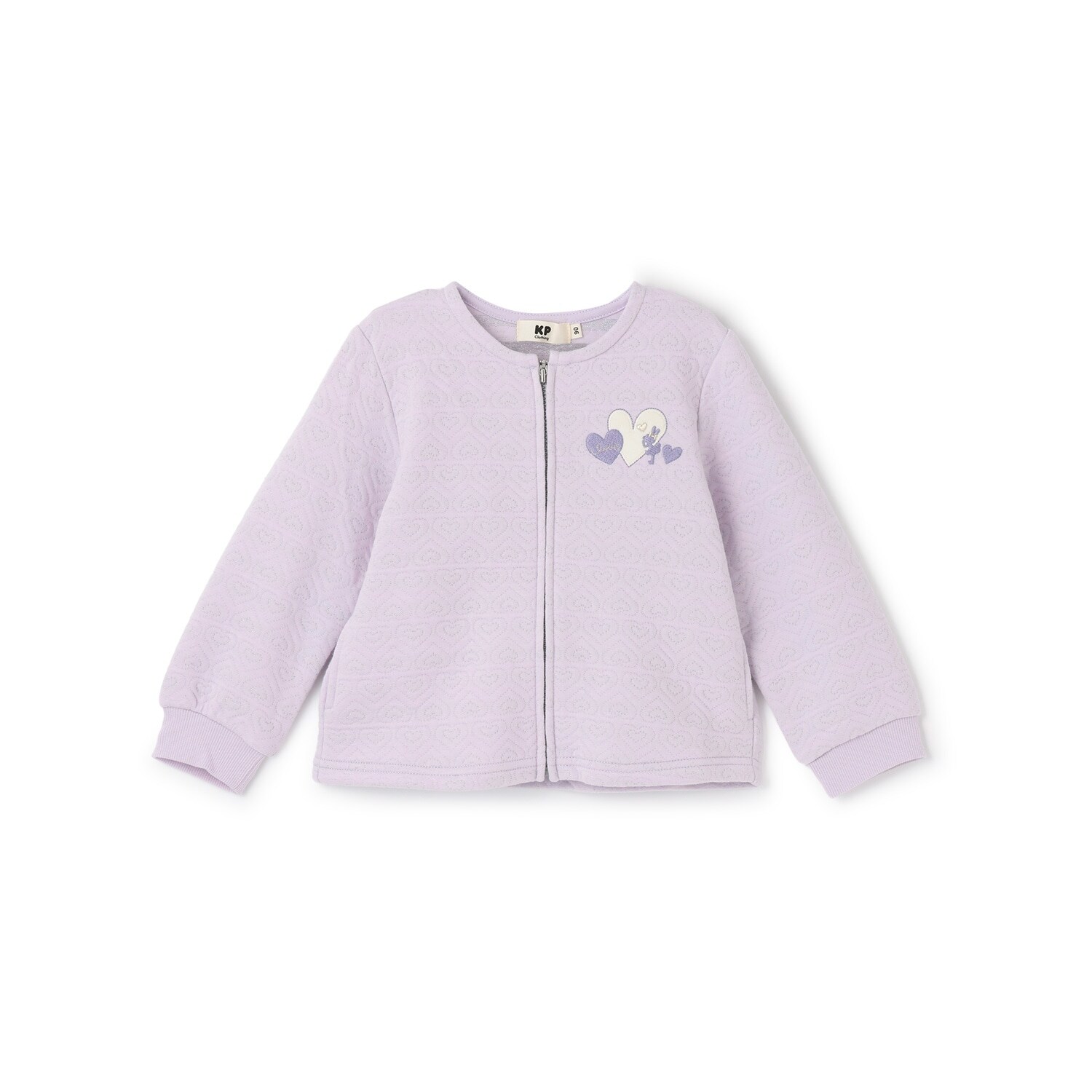 ハートラメジャカード ジップアップカーデ