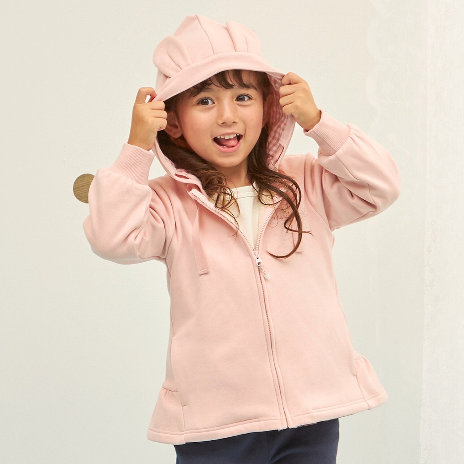 うさ耳 スムース裏シャギー パーカ