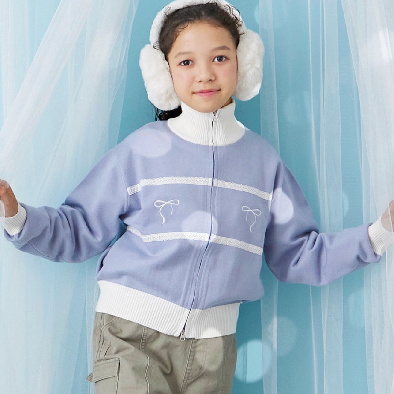 【trois lapins】 Wジップニットカーデ