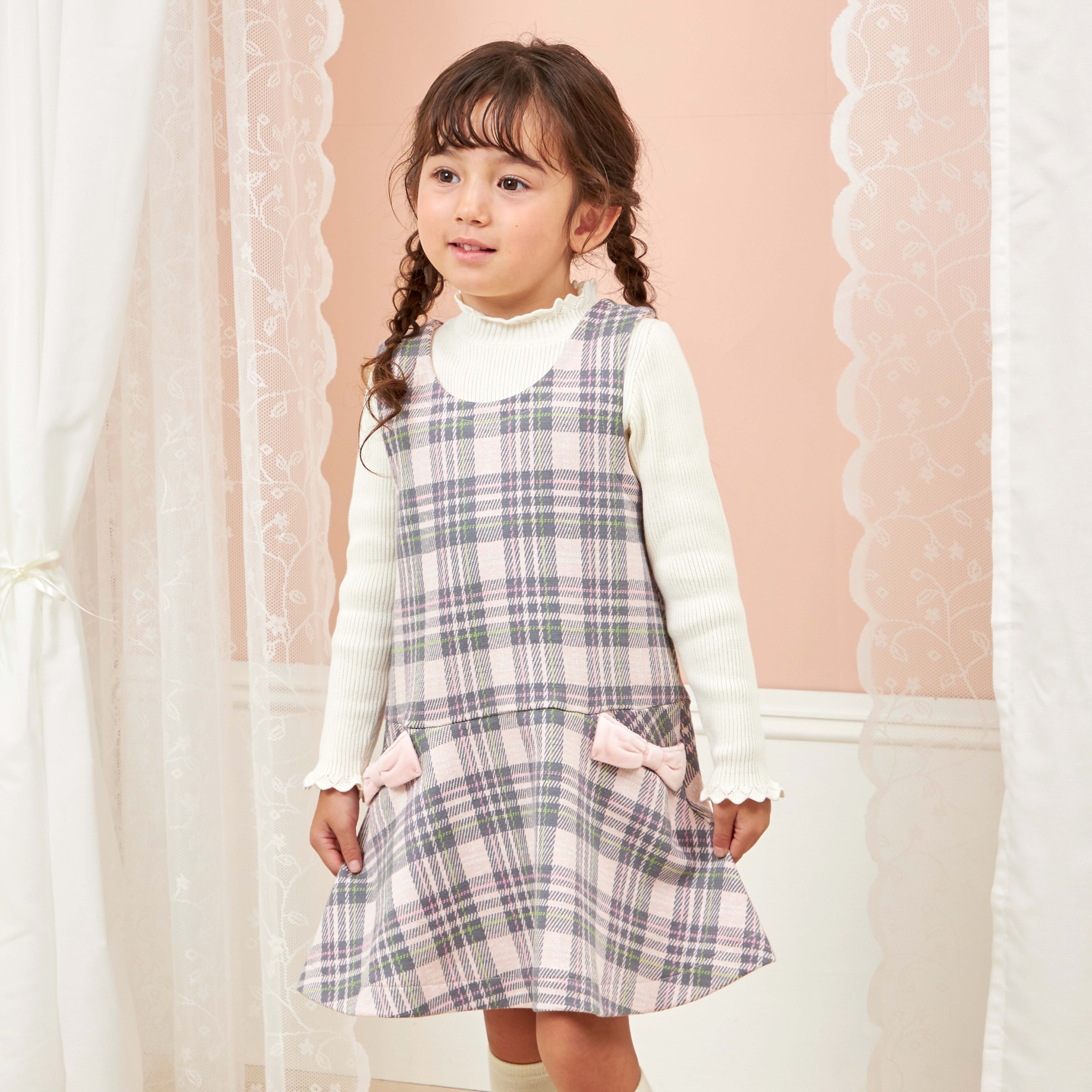 Wジャカードチェック ジャンパースカート