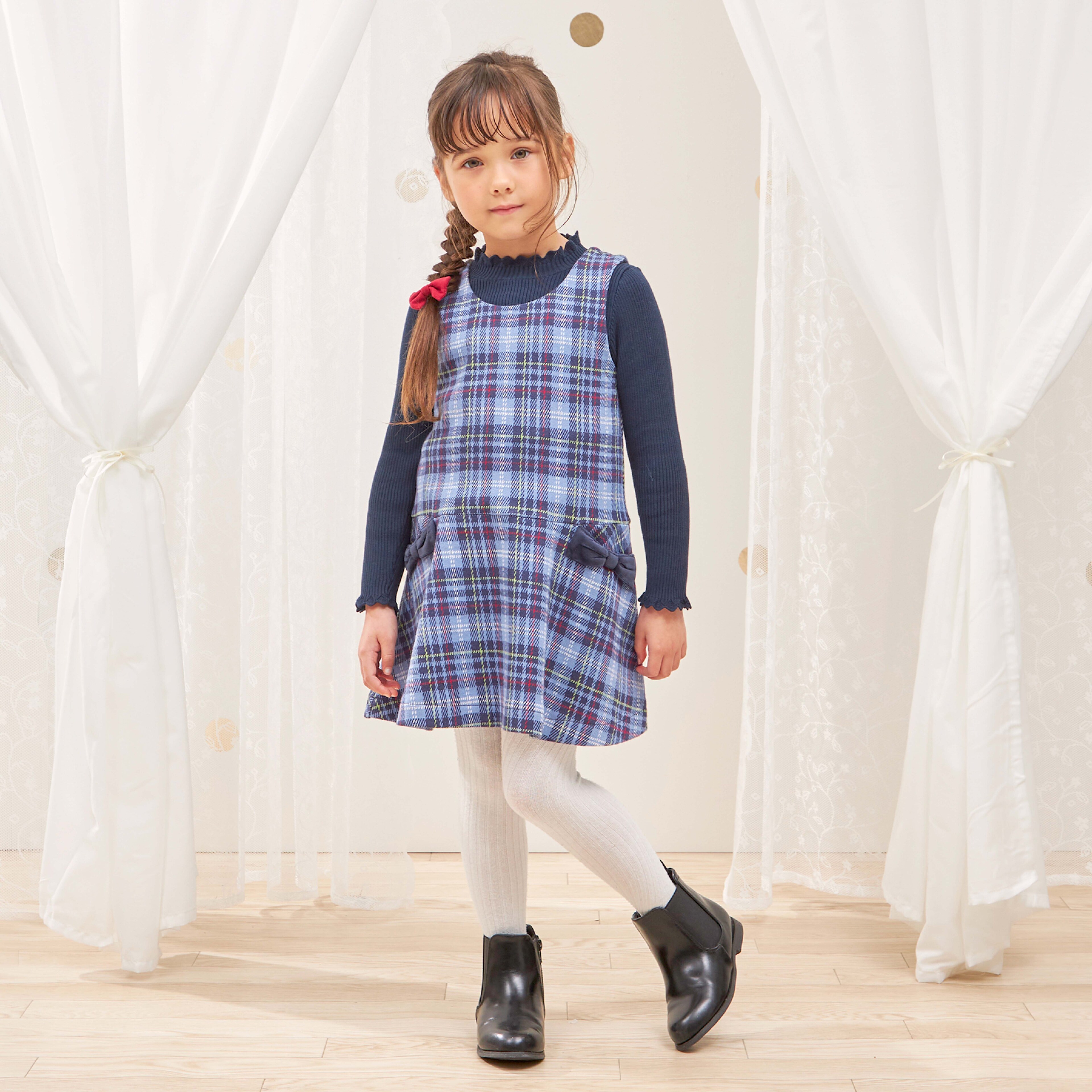 Wジャカードチェック ジャンパースカート