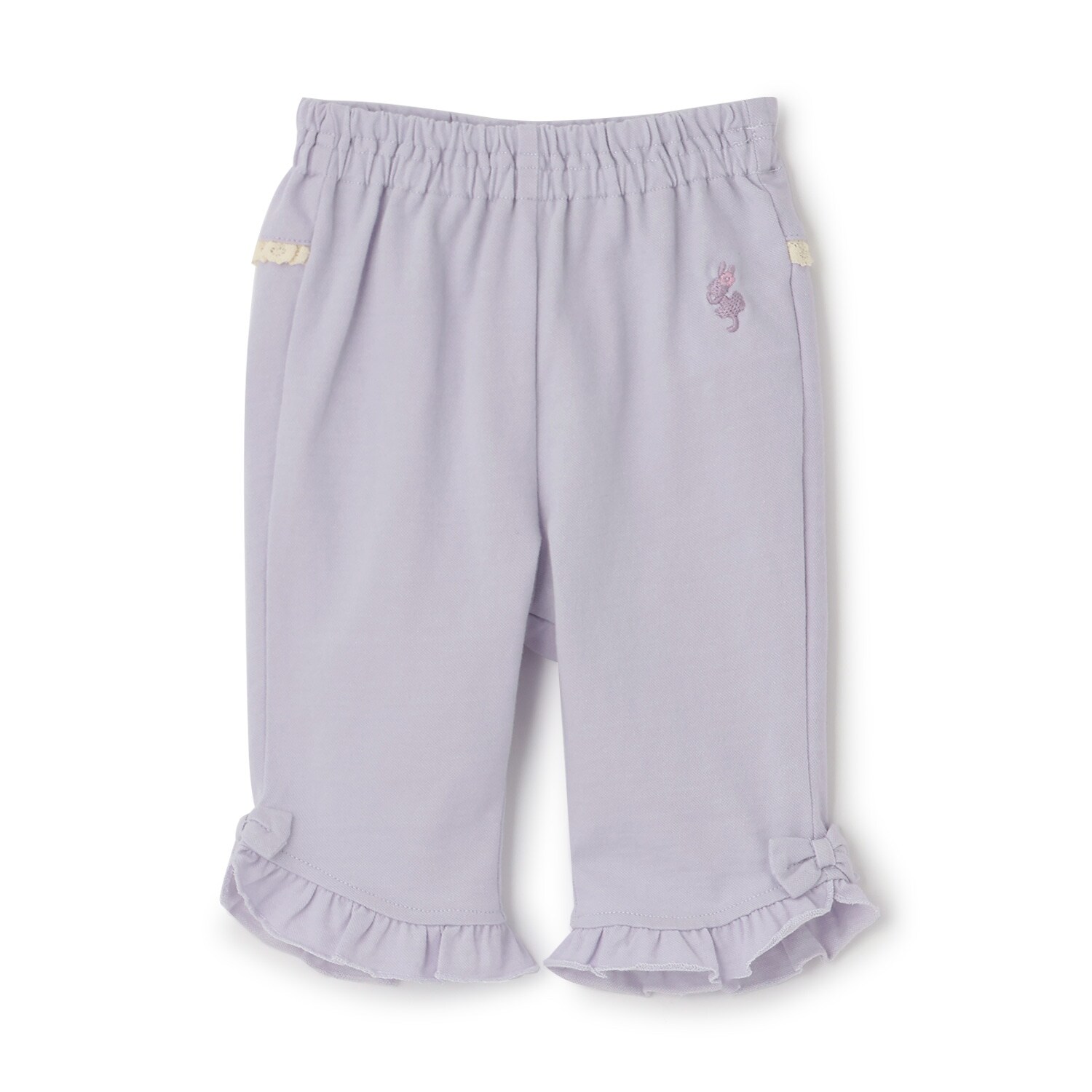 デニム風ニットツイル パンツ 6分丈