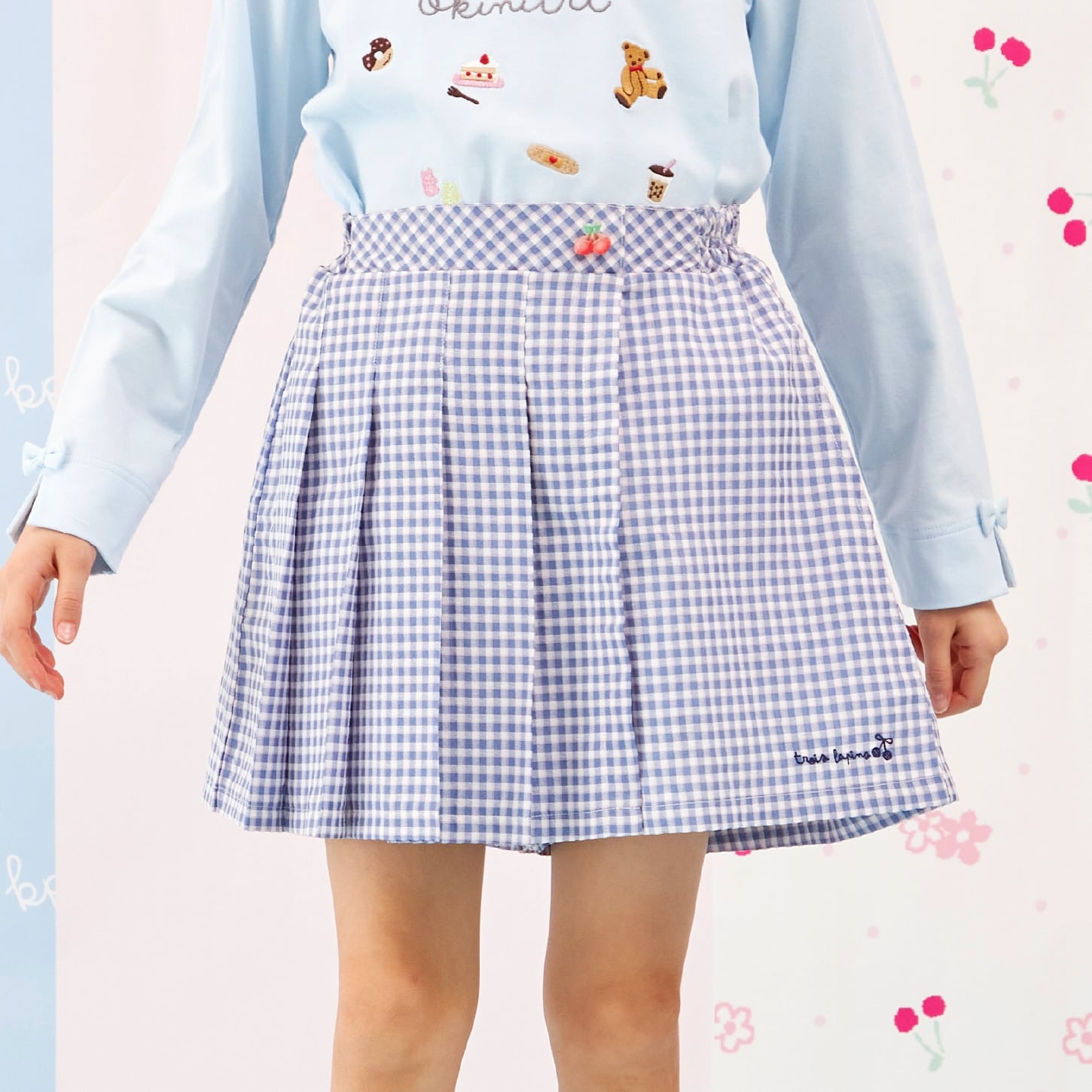 【Trois Lapins】 先染チェック ラップスカパン