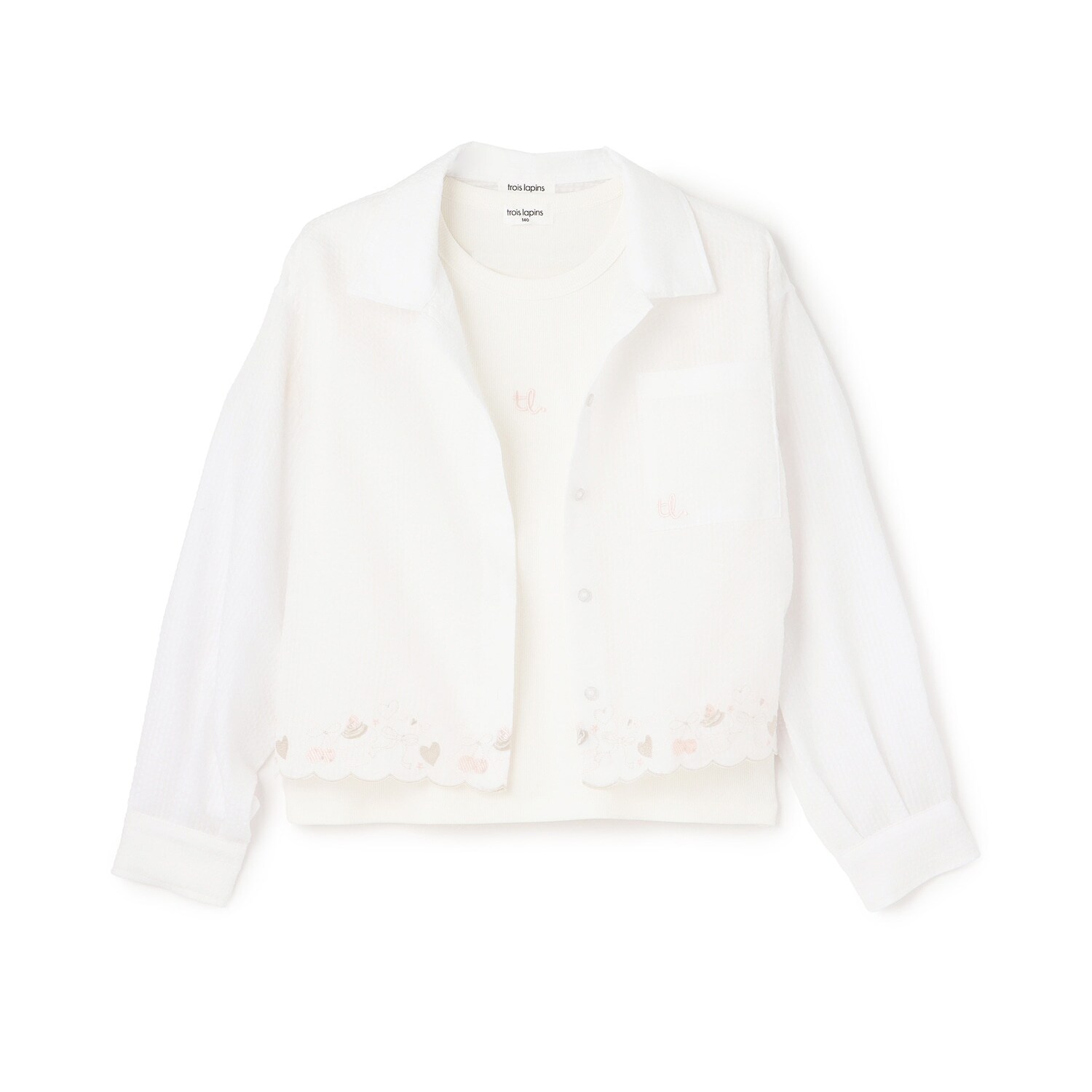 【Trois Lapins】 サッカーストライプシャツ×インナー セット