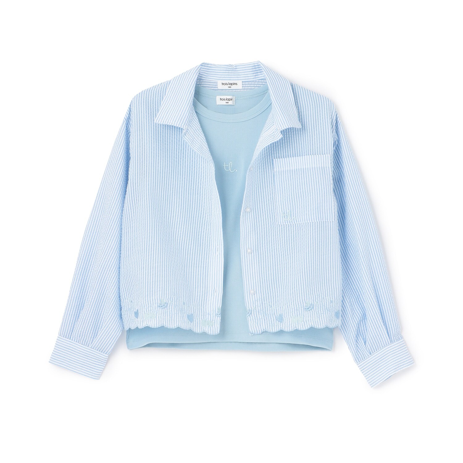 【Trois Lapins】 サッカーストライプシャツ×インナー セット