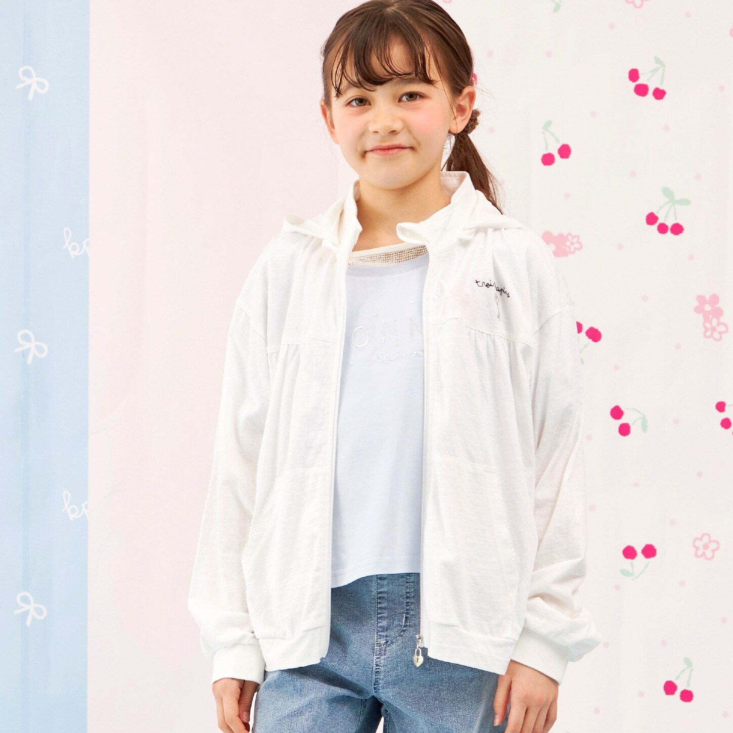 【Trois Lapins】 ジップアップ カーディガン 【接触冷感】