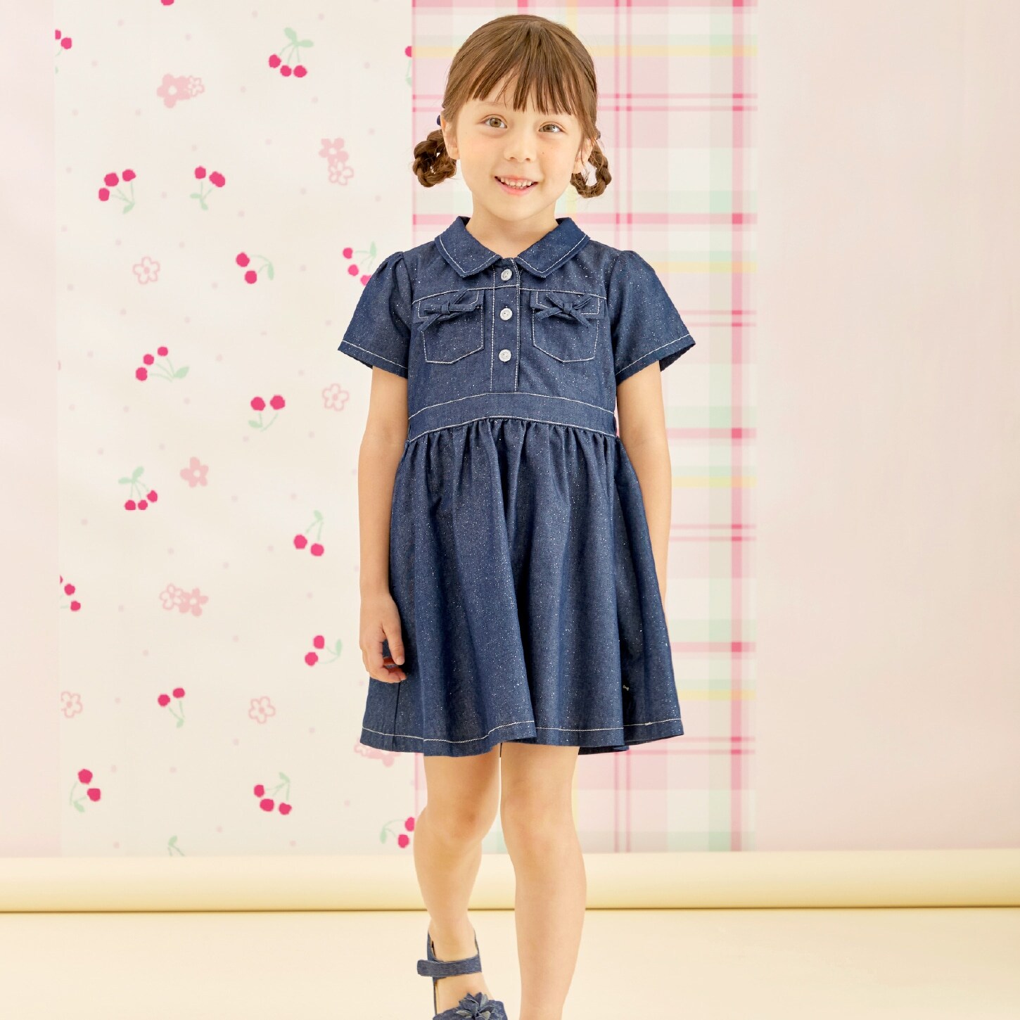 ラメデニム　シャツワンピ