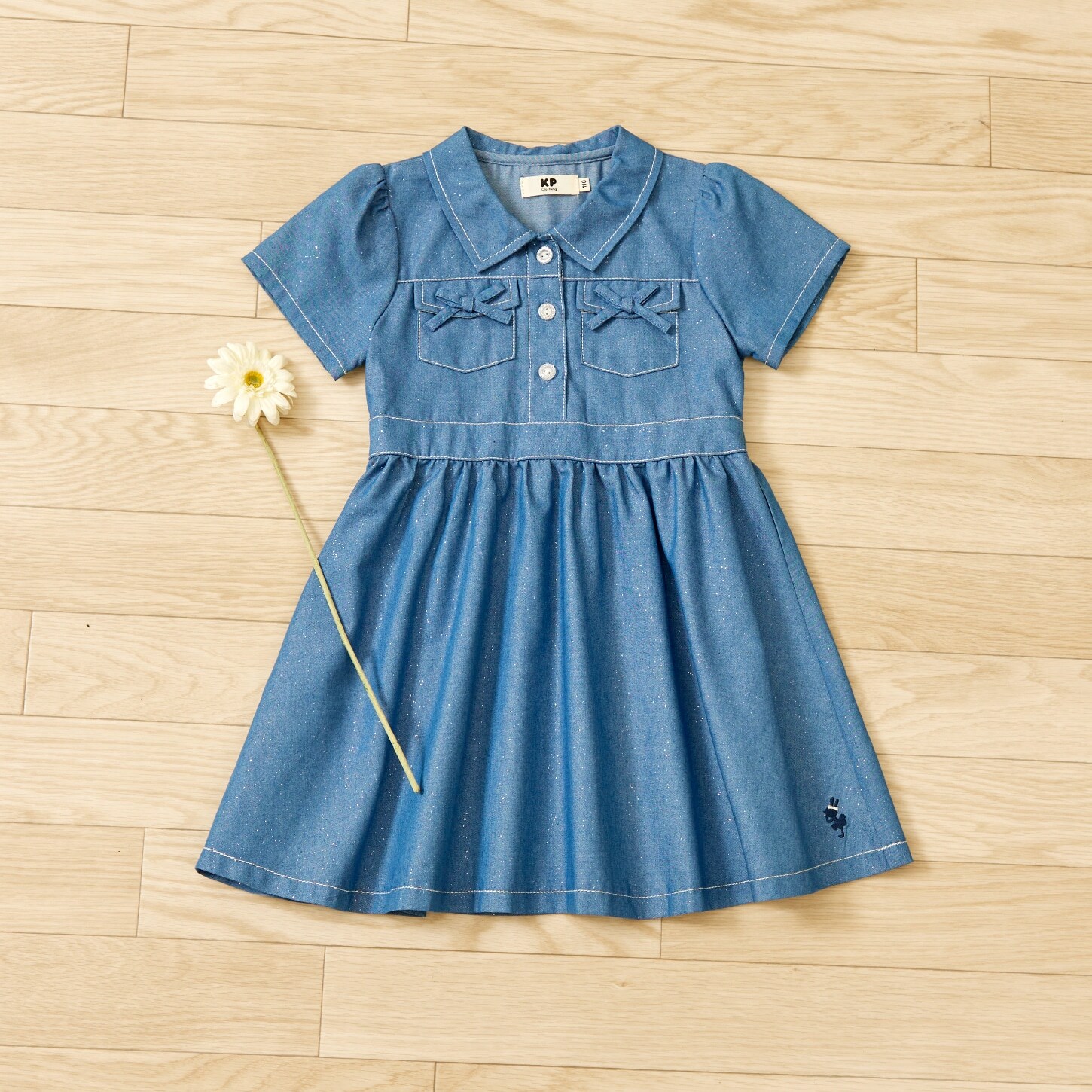 ラメデニム　シャツワンピ