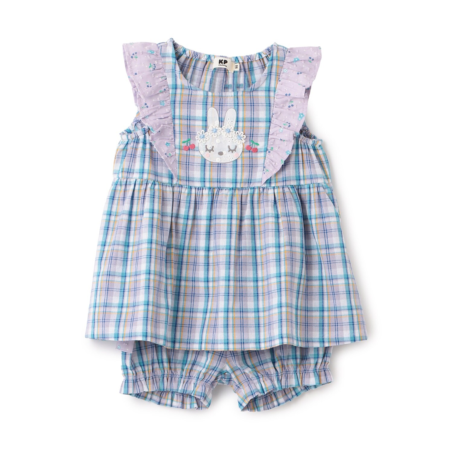 先染チェック×ドビー織プリント チュニック・ブルマセット