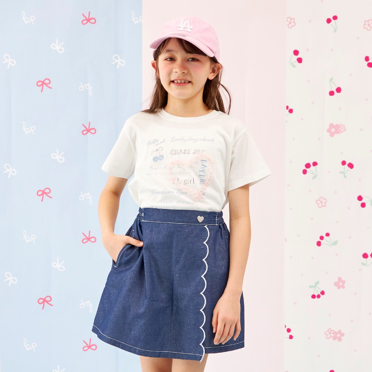 【Trois Lapins】天竺×ラメデニム 上下セット