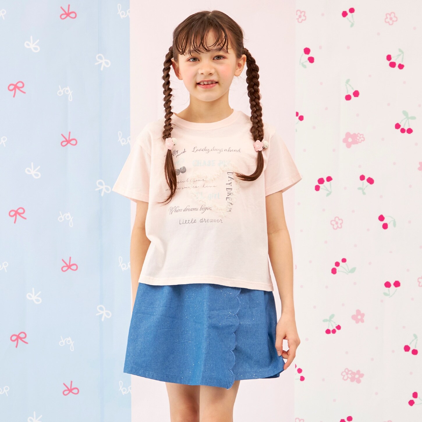 【Trois Lapins】天竺×ラメデニム 上下セット