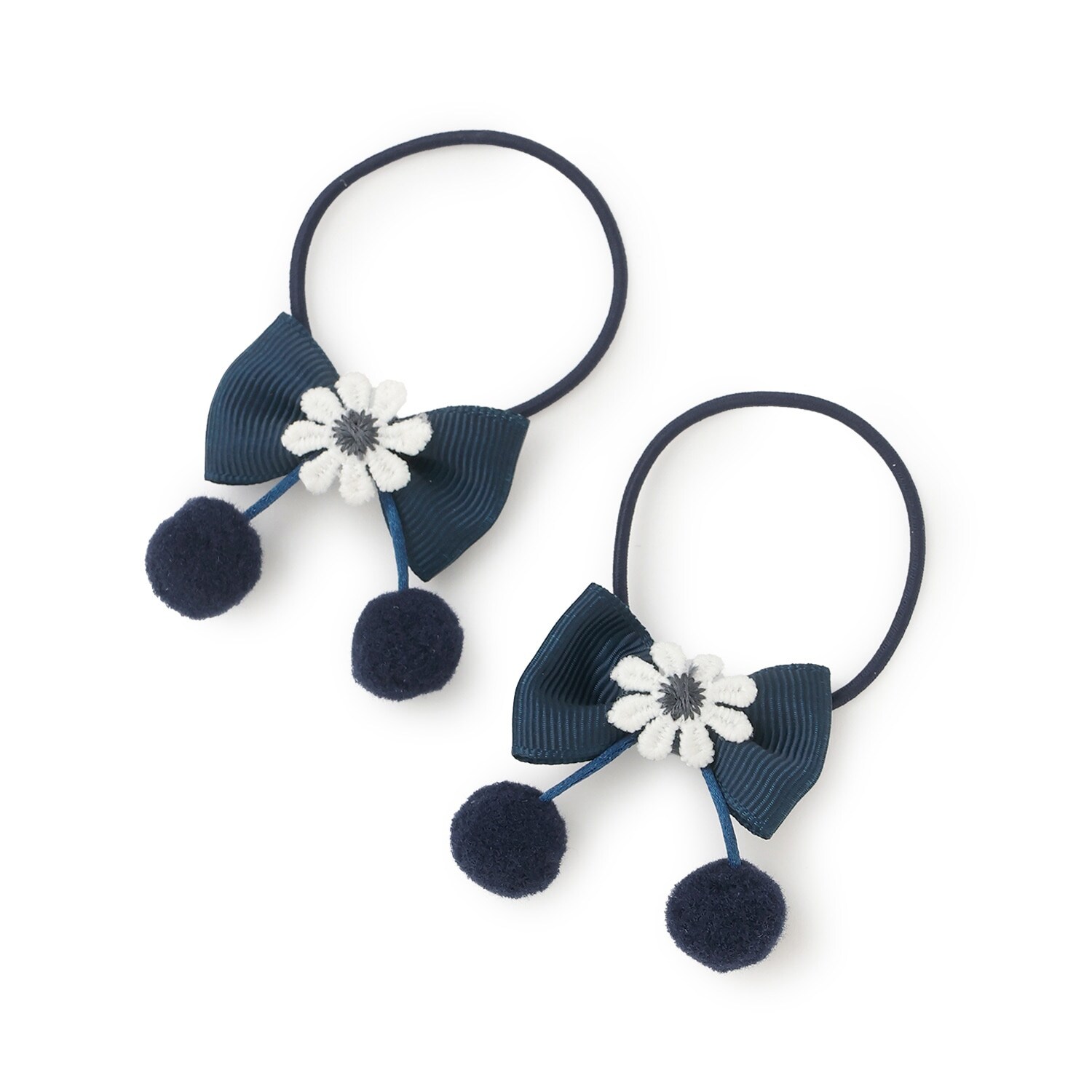 リボン×ボン天 ヘアポニー