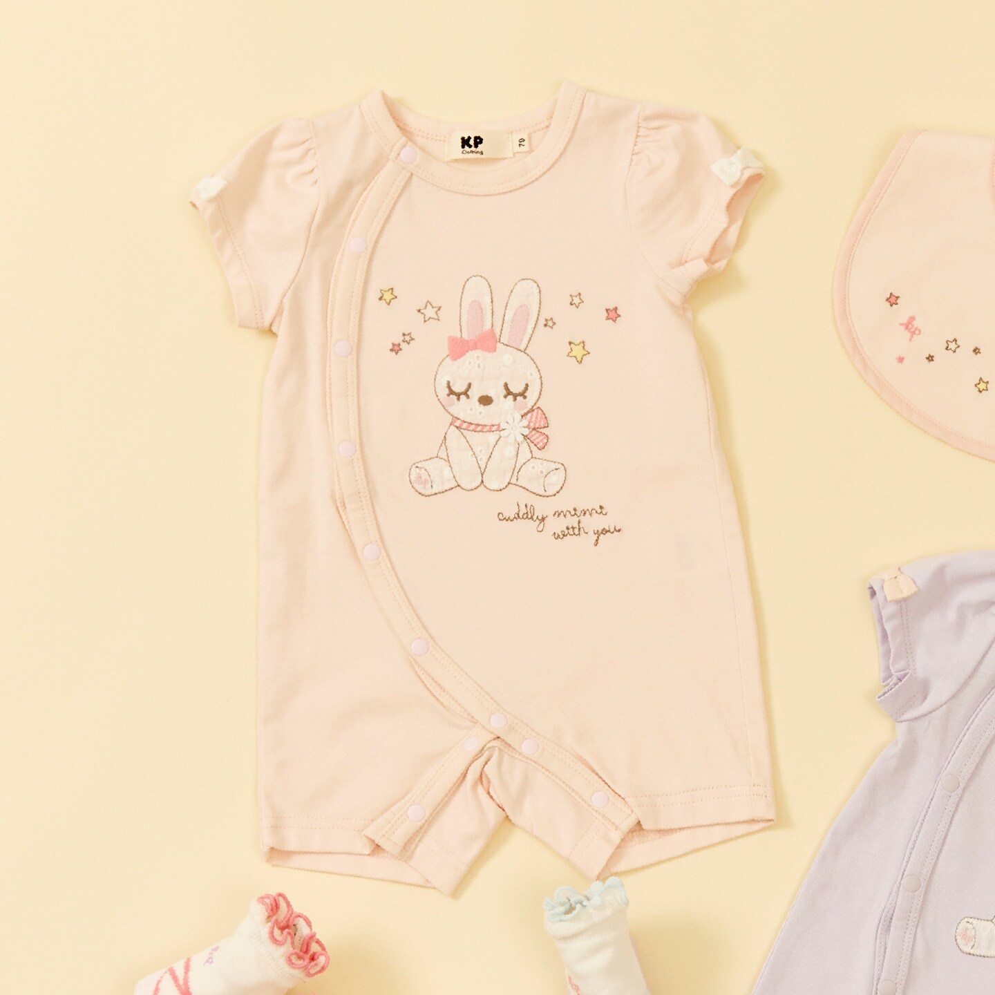 mimiちゃん アップリケ刺しゅう ショートオール