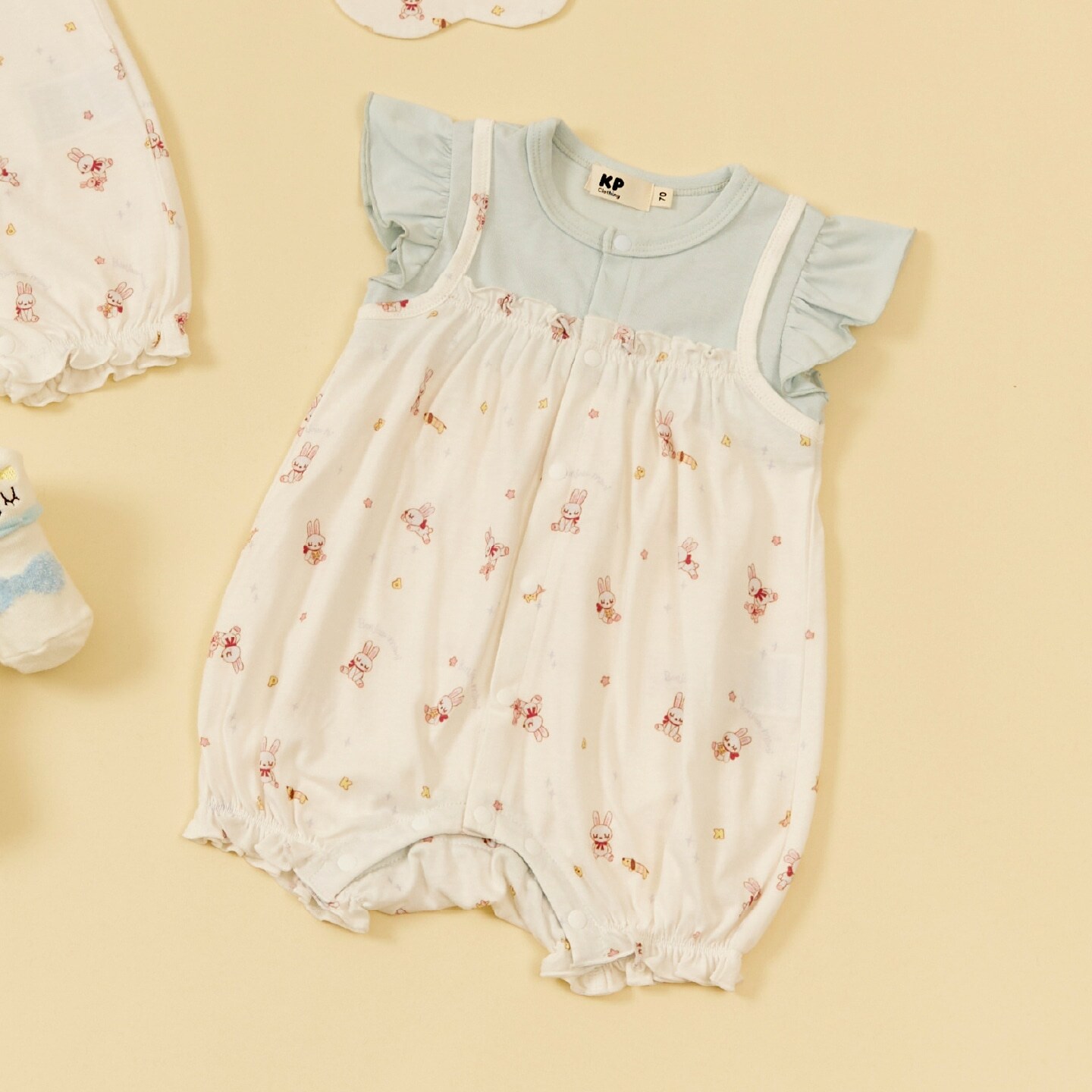 肩フリル レイヤードデザイン ショートオール