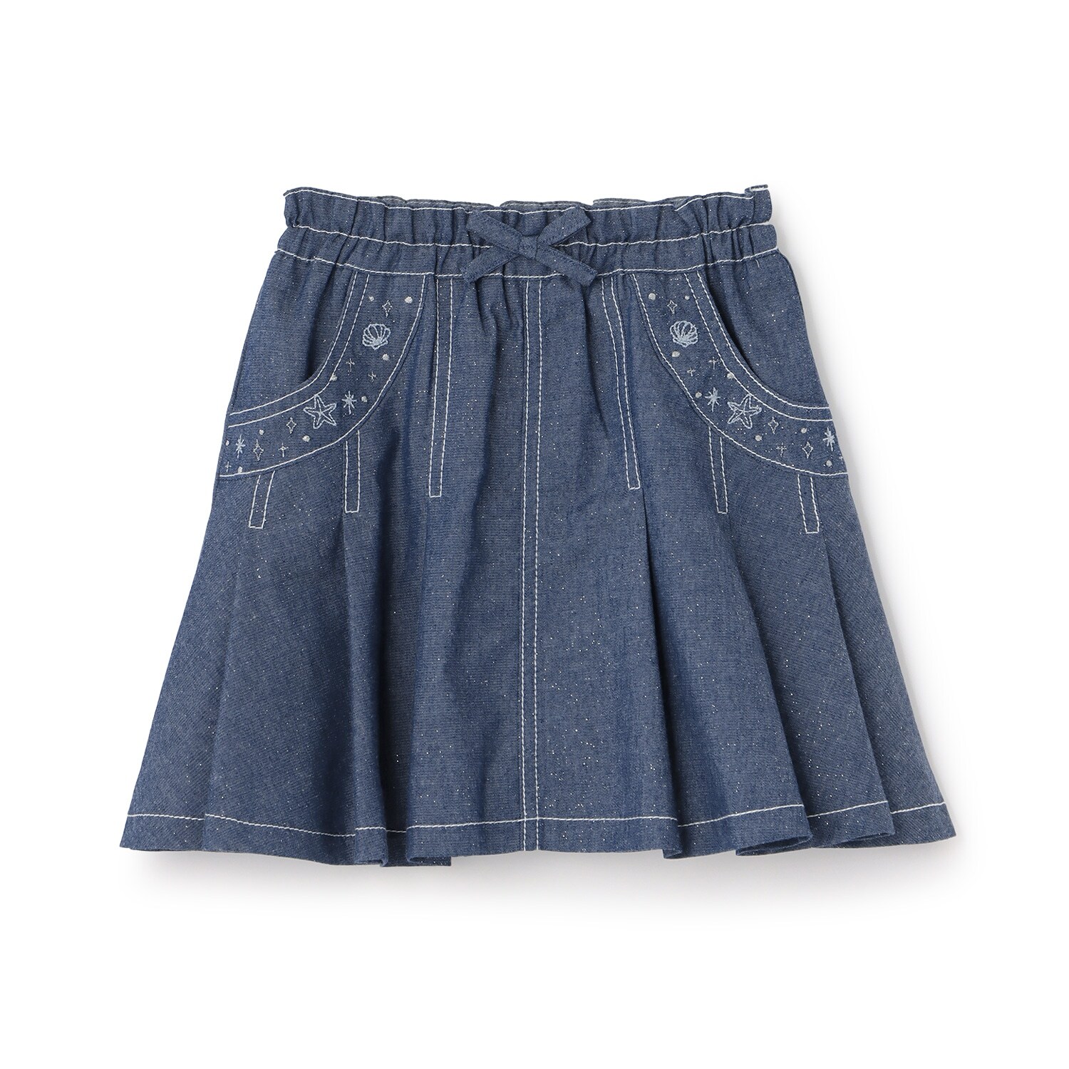 ラメデニム ボリュームタック スカート