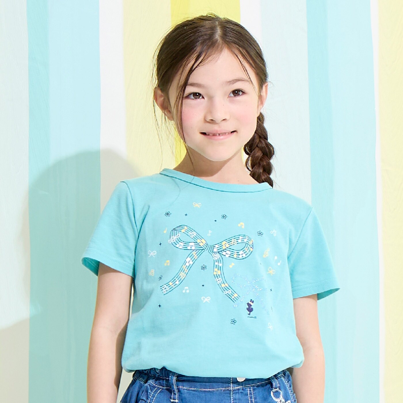 ラメリボンプリント Tシャツ