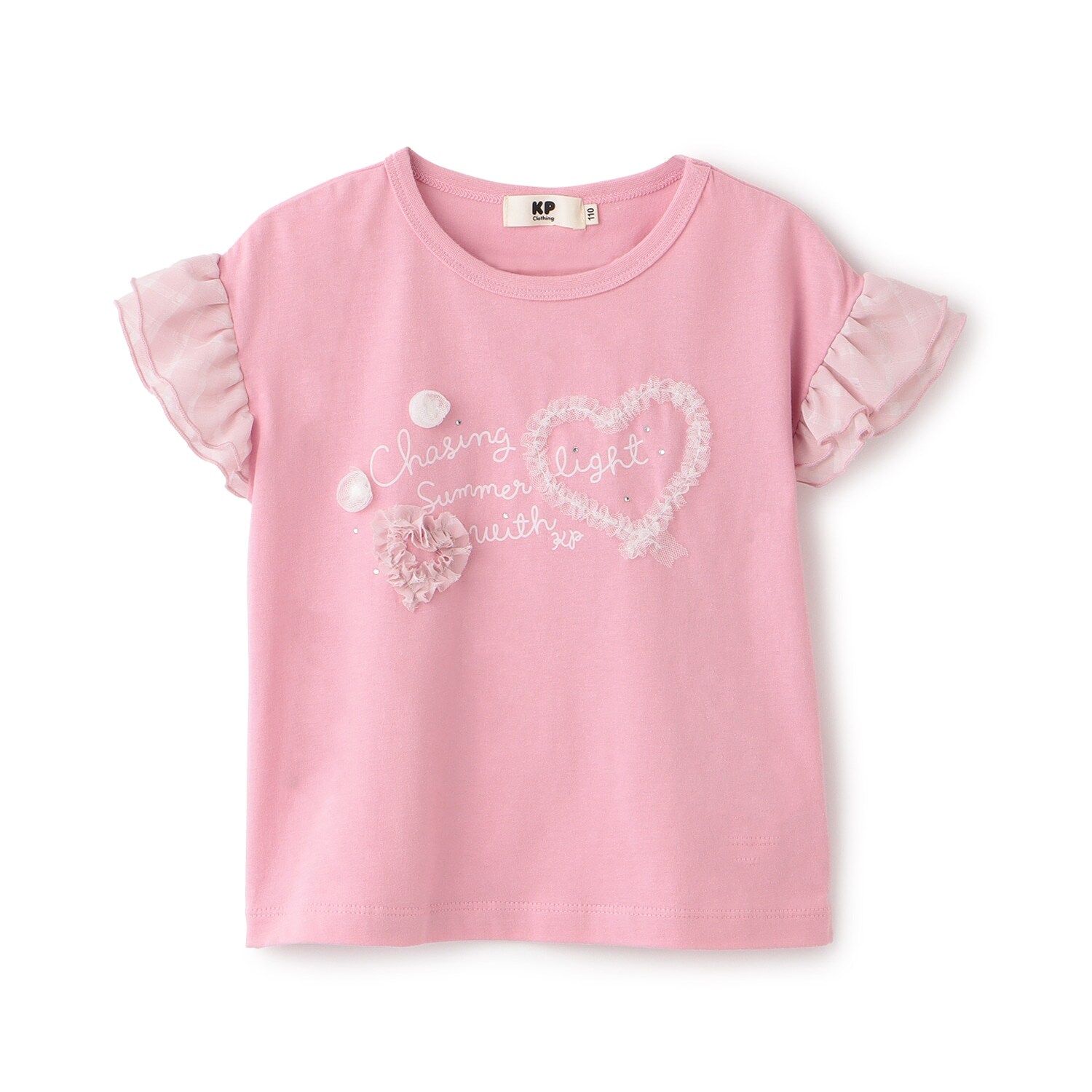 ドロップショルダー 袖フリルTシャツ