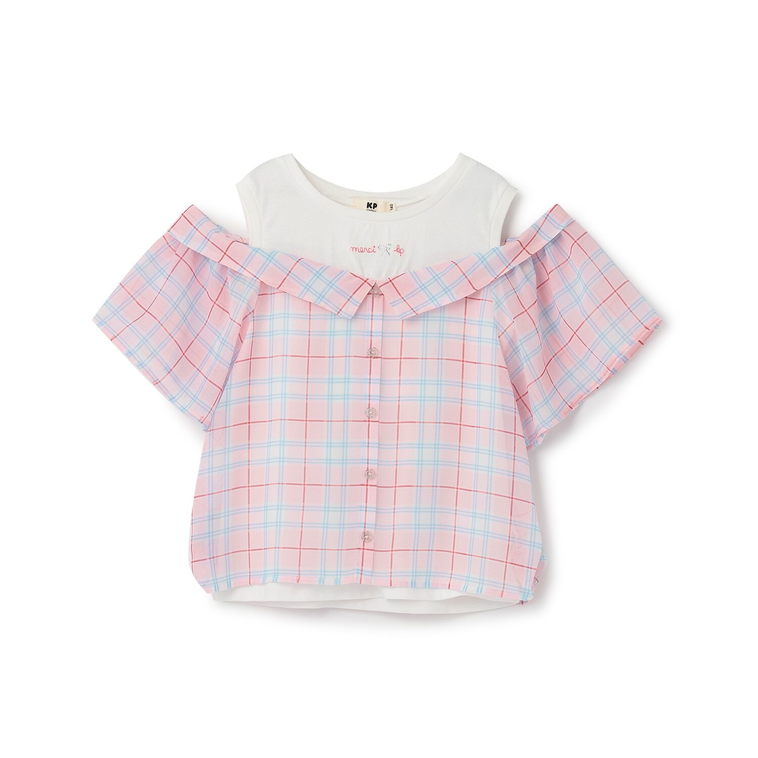 シフォンシアーチェック ドッキングＴシャツ