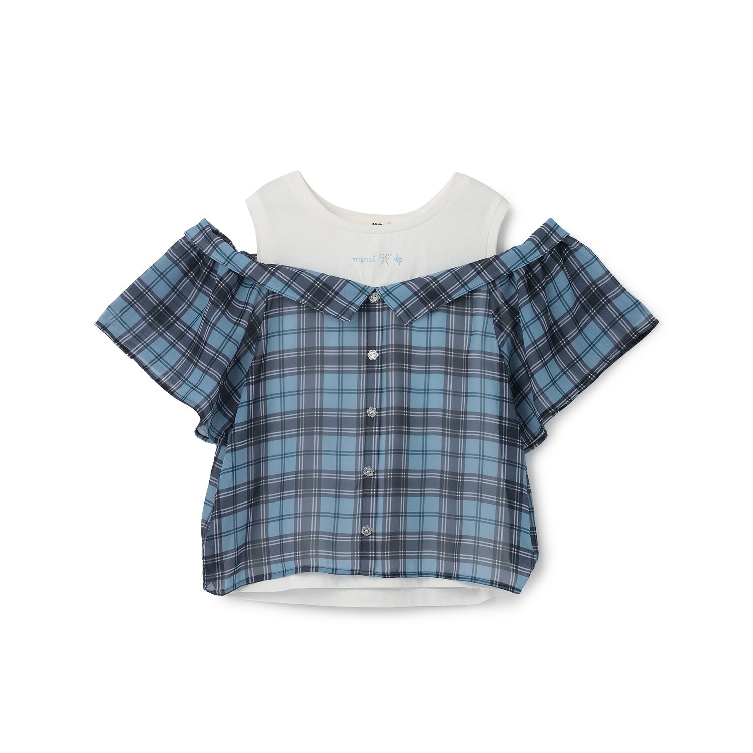 シフォンシアーチェック ドッキングＴシャツ