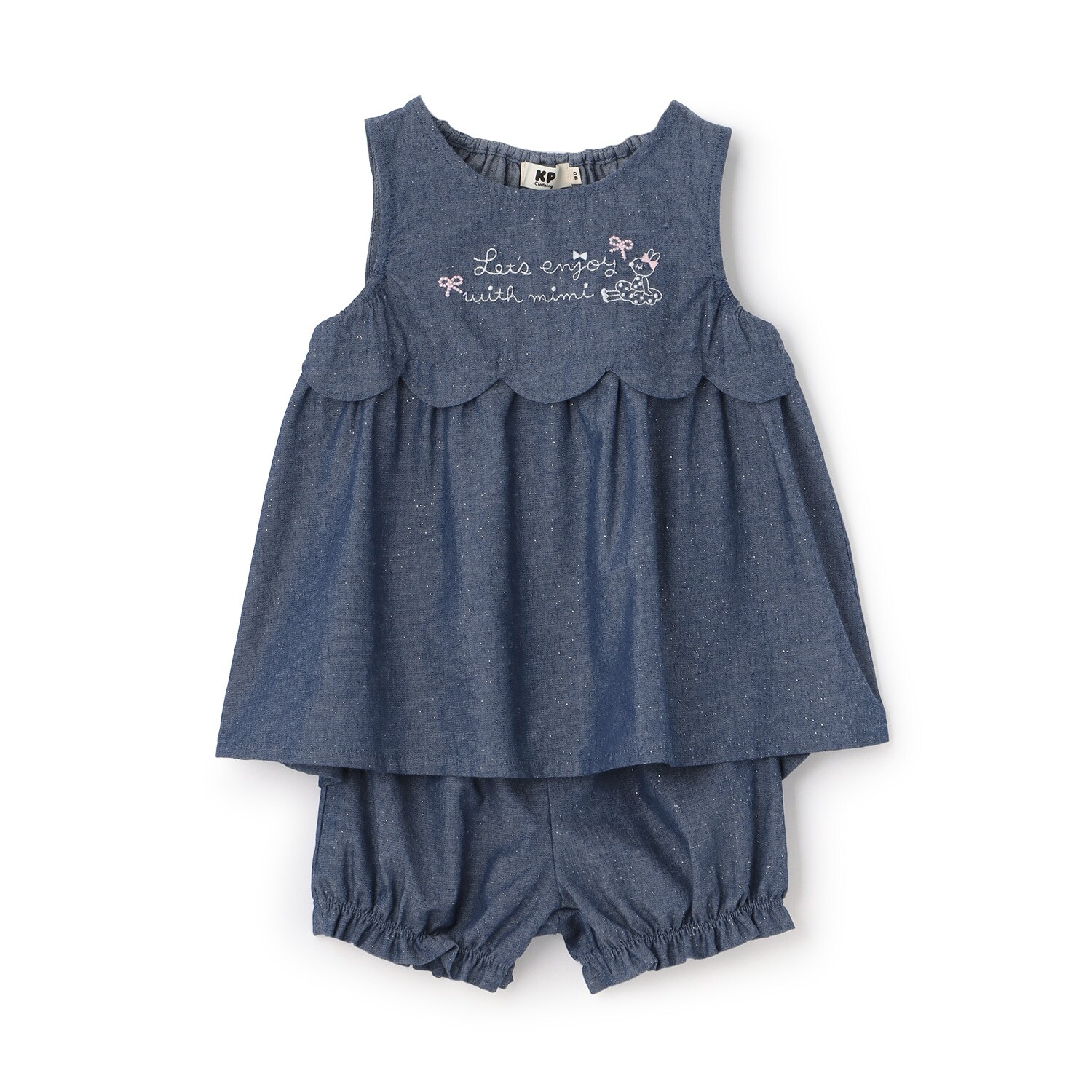 ラメデニム チュニック･ショートパンツセット