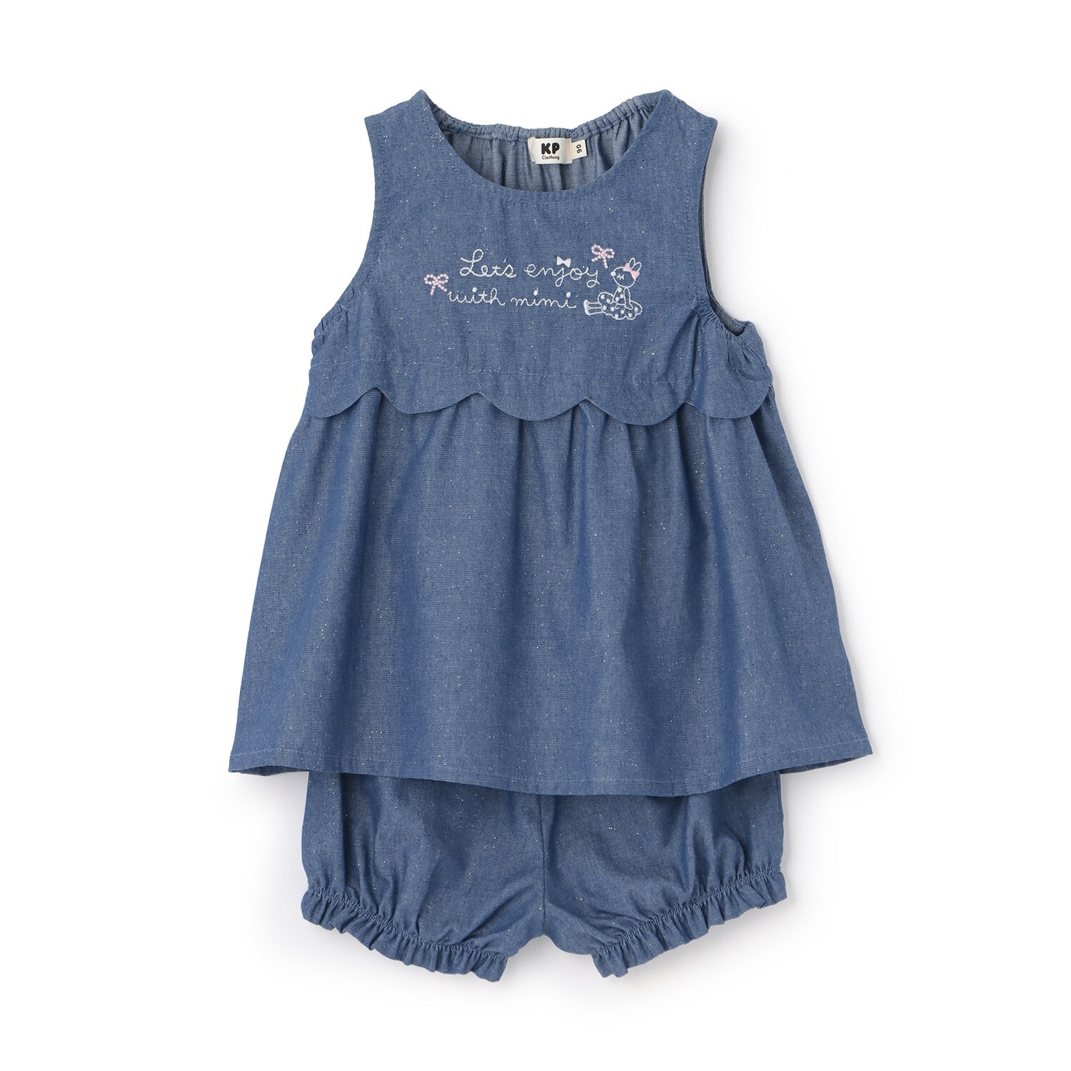 ラメデニム チュニック･ショートパンツセット