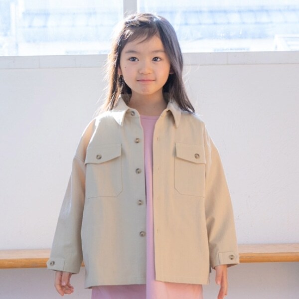 ミリタリー風Wポケット長袖シャツ