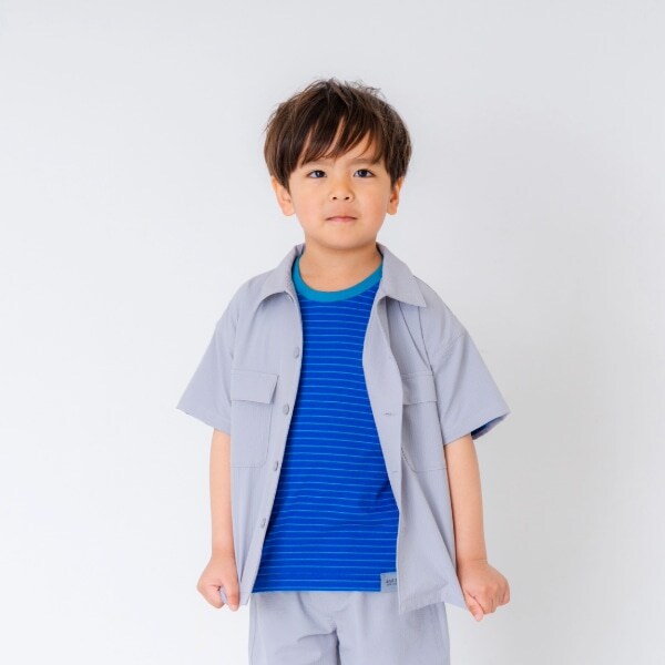 ストライプサッカー半袖シャツ