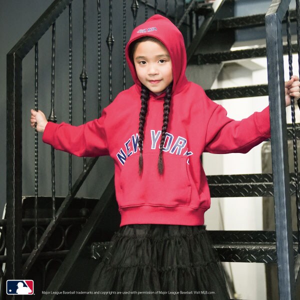 【MLB】ロゴプリントワイドスウェットパーカー