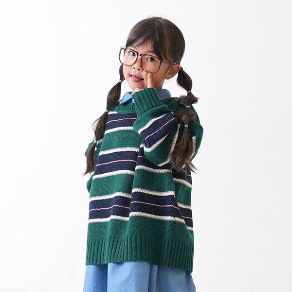 【リンク】【洗濯機可】ボーダーニット