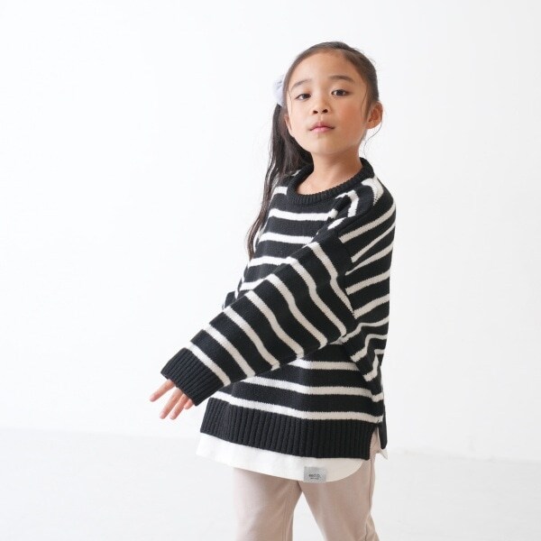 【親子リンク】洗濯機可 Kids裾レイヤードニット