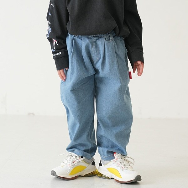 【親子リンク】タックワイドデニムテーパードパンツ