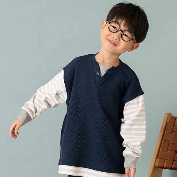 ワッフルベストレイヤードワイド長袖Tシャツ