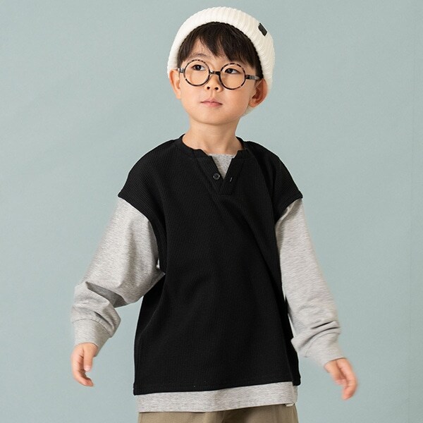 ワッフルベストレイヤードワイド長袖Tシャツ