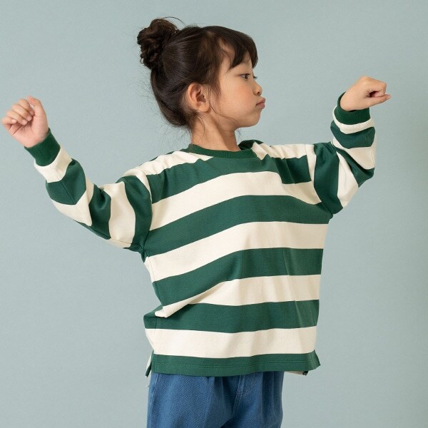 【365D.】ボーダー袖リブワイドロンT