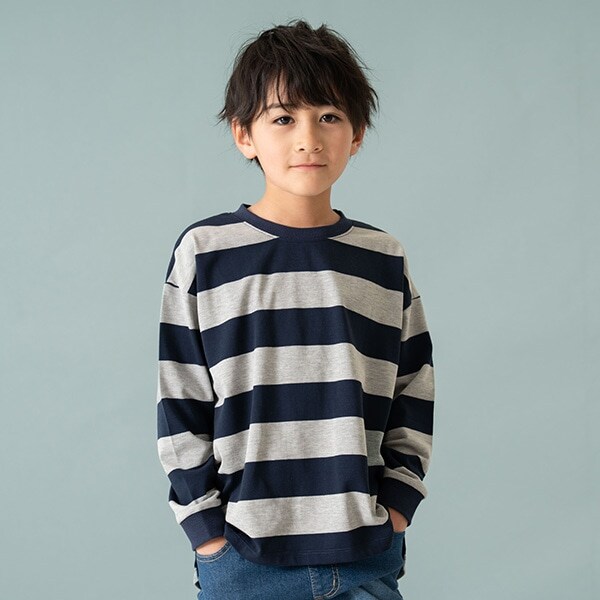 【365D.】ボーダー袖リブワイドロンT